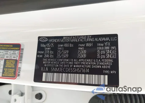 2025 Hyundai Tucson Limited z USA, uszkodzony, nr VIN 5NMJECDE5SH571614